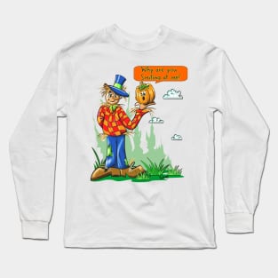 Halloween Scarecrow holding pumpkin Fall Autumn Halloween and Thanksgiving Gift Long Sleeve T-Shirt